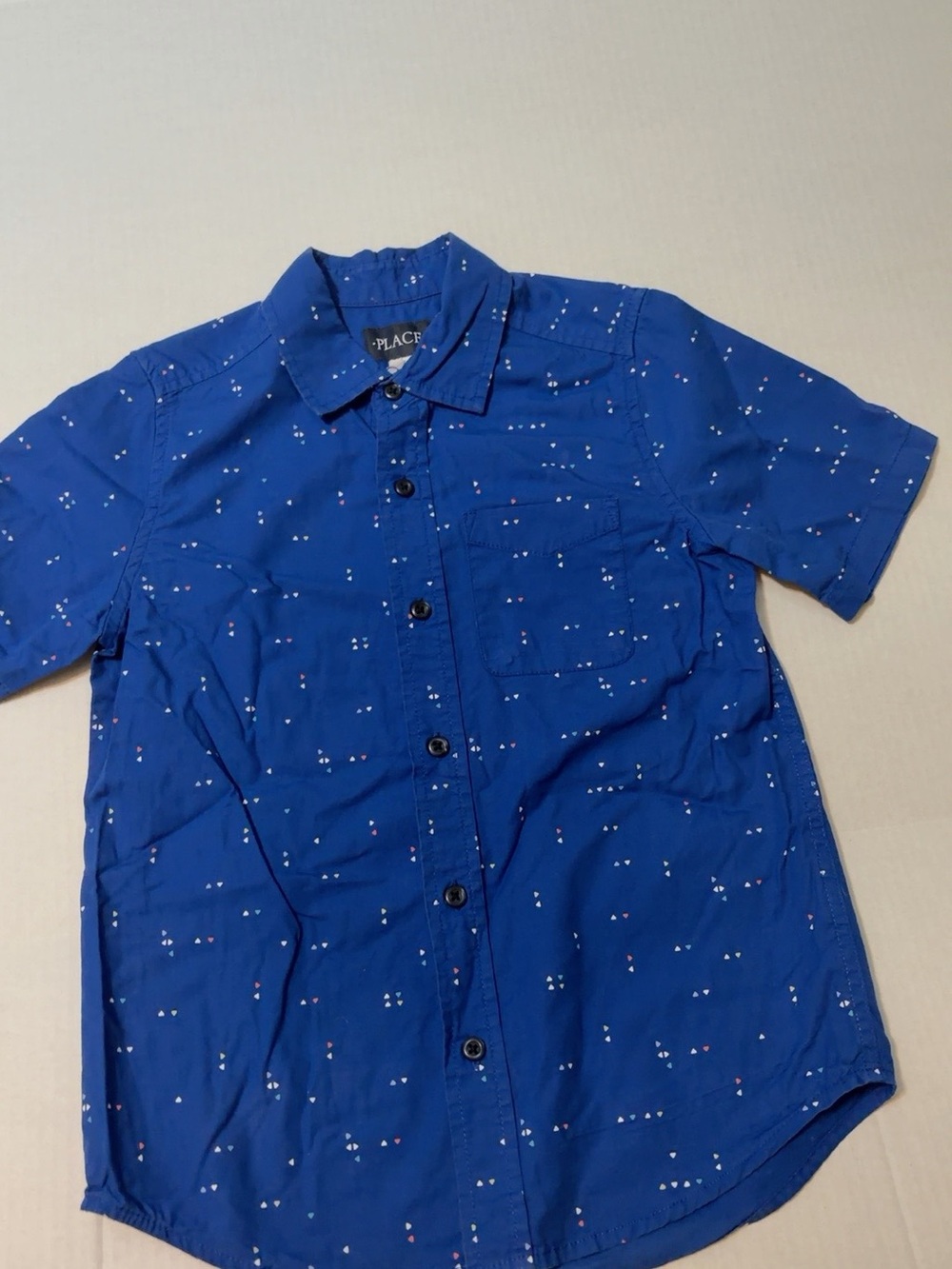 Place Boys Royal Blue Short-Sleeve Button-Up Shirt with Tiny Dot Print size 7/8